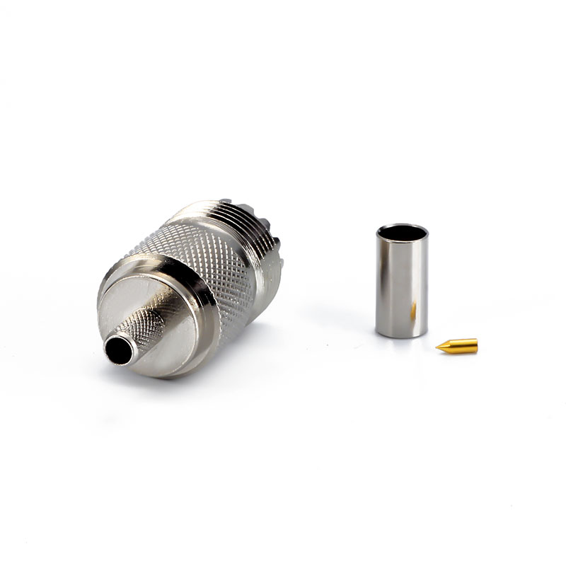 UHF FEMALE connector  CRIMP size for cable RG58 ／ 3D-FB ／LSR195／ LSR200